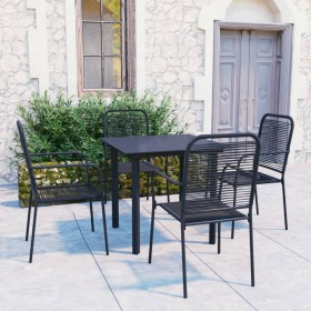 Set de comedor de jardín de 5 piezas vidrio y acero negro