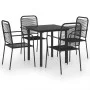 5-teiliges Gartenspeiseset aus schwarzem Glas und Stahl von vidaXL, Gartensets - Ref: Foro24-3060208, Preis: 299,15 €, Rabatt: %