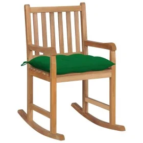 Schaukelstuhl aus massivem Teakholz mit grünem Kissen von vidaXL, Gartenstühle - Ref: Foro24-3062777, Preis: 160,30 €, Rabatt: %