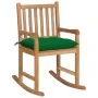 Solid Teak Wood Rocking Chair with Green Cushion by vidaXL, Garden chairs - Ref: Foro24-3062777, Price: 160,30 €, Discount: %