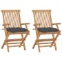 Garden chairs 2 pcs teak wood with anthracite gray cushions by vidaXL, Garden chairs - Ref: Foro24-3062502, Price: 177,16 €, ...