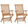 Gartenstühle 2 Stück aus Teakholz mit anthrazitgrauen Kissen von vidaXL, Gartenstühle - Ref: Foro24-3062502, Preis: 199,72 €,...