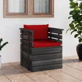 Gartensessel mit Kissen aus Zirbenholz von vidaXL, Modulare Sofas für den Außenbereich - Ref: Foro24-3061725, Preis: 100,51 €...