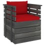 Gartensessel mit Kissen aus Zirbenholz von vidaXL, Modulare Sofas für den Außenbereich - Ref: Foro24-3061725, Preis: 105,63 €...