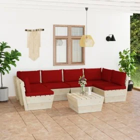 7-piece pallet garden furniture and fir wood cushions by vidaXL, Garden sets - Ref: Foro24-3063597, Price: 536,02 €, Discount: %