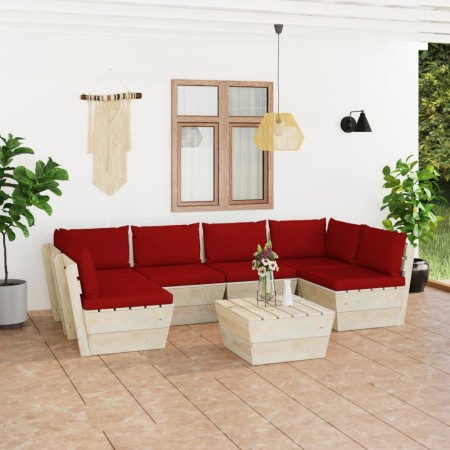 7-teilige Gartenmöbel aus Paletten und Kissen aus Tannenholz von vidaXL, Gartensets - Ref: Foro24-3063597, Preis: 551,48 €, R...