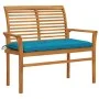 Gartenbank aus massivem Teakholz und hellblauem Kissen 112 cm von vidaXL, Gartenbänke - Ref: Foro24-3062668, Preis: 150,84 €,...