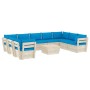 10-teilige Gartenmöbel aus Paletten und Kissen aus Tannenholz von vidaXL, Gartensets - Ref: Foro24-3063628, Preis: 851,69 €, ...