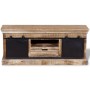 Mueble TV 2 puertas correderas madera maciza mango 110x30x45 cm