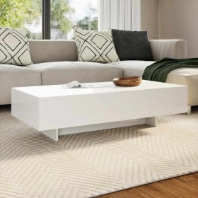 Mesa de centro rectangular de fibra de vidrio blanco brillante