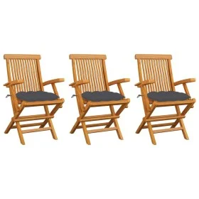 Garden chairs 3 units teak wood with anthracite gray cushions by vidaXL, Garden chairs - Ref: Foro24-3062529, Price: 226,72 €...