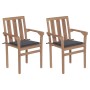 Sillas de jardín 2 uds con cojines antracita madera de teca de vidaXL, Sillas de jardín - Ref: Foro24-3062208, Precio: 260,42 €