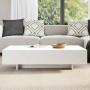 Mesa de centro rectangular de fibra de vidrio blanco brillante