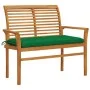 Solid teak wood garden bench with green cushion 112 cm by vidaXL, garden benches - Ref: Foro24-3062669, Price: 148,48 €, Disc...