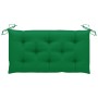 Banco de jardín madera maciza de teca con cojín verde 112 cm de vidaXL, Bancos de jardín - Ref: Foro24-3062669, Precio: 152,25 €