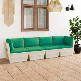 4-seater garden pallet sofa with fir wood cushions by vidaXL, Garden sets - Ref: Foro24-3063449, Price: 312,24 €, Discount: %