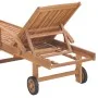 Sun lounger with red cushion solid teak wood by vidaXL, Loungers - Ref: Foro24-3063012, Price: 285,46 €, Discount: %