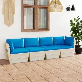 4-seater garden pallet sofa with fir wood cushions by vidaXL, Garden sets - Ref: Foro24-3063448, Price: 434,09 €, Discount: %