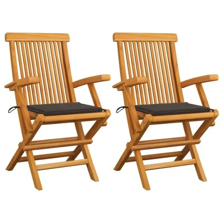 Garden chairs 2 units teak wood with taupe gray cushions by vidaXL, Garden chairs - Ref: Foro24-3062495, Price: 196,26 €, Dis...
