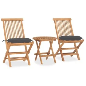 Folding garden dining set 3 pieces teak wood cushions by vidaXL, Garden sets - Ref: Foro24-3063186, Price: 167,65 €, Discount: %