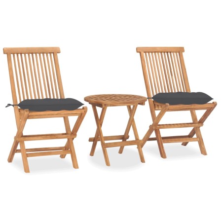 Klappbare Garten-Essgruppe, 3-teilig, Kissen aus Teakholz von vidaXL, Gartensets - Ref: Foro24-3063186, Preis: 164,51 €, Raba...