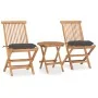Folding garden dining set 3 pieces teak wood cushions by vidaXL, Garden sets - Ref: Foro24-3063186, Price: 167,65 €, Discount: %