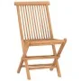 Folding garden dining set 3 pieces teak wood cushions by vidaXL, Garden sets - Ref: Foro24-3063186, Price: 167,65 €, Discount: %