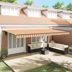 Toldo Retráctil Manual amarillo y naranja 600 x 350 cm tela