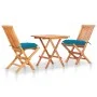 Bistro-Set, 3-teilig, massives Teakholz und hellblaue Kissen von vidaXL, Gartensets - Ref: Foro24-3063244, Preis: 190,89 €, R...
