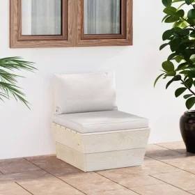Mittleres Palettensofa für den Garten mit Kissen aus imprägniertem Fichtenholz. von vidaXL, Modulare Sofas für den Außenberei...