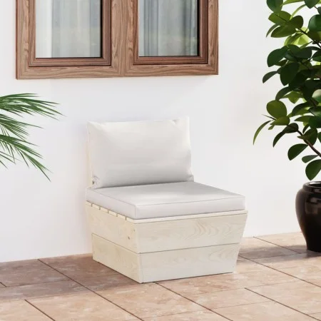 Mittleres Palettensofa für den Garten mit Kissen aus imprägniertem Fichtenholz. von vidaXL, Modulare Sofas für den Außenberei...