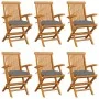 Garden chairs 6 pcs solid teak wood with gray cushions by vidaXL, Garden chairs - Ref: Foro24-3062557, Price: 462,26 €, Disco...