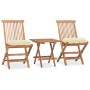 Folding garden dining set 3 pieces teak wood cushions by vidaXL, Garden sets - Ref: Foro24-3063215, Price: 166,75 €, Discount: %