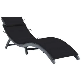 Lounger with solid gray acacia wood cushion by vidaXL, Loungers - Ref: Foro24-3064051, Price: 150,57 €, Discount: %