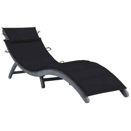 Lounger with solid gray acacia wood cushion by vidaXL, Loungers - Ref: Foro24-3064051, Price: 150,58 €, Discount: %