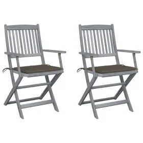 Folding garden chairs 2 pcs cushions solid acacia wood by vidaXL, Garden chairs - Ref: Foro24-3064490, Price: 122,92 €, Disco...
