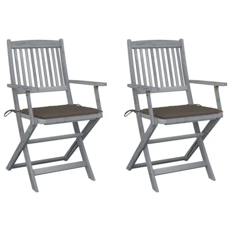 Klappbare Gartenstühle, 2 Stück, Kissen aus massivem Akazienholz von vidaXL, Gartenstühle - Ref: Foro24-3064490, Preis: 122,8...