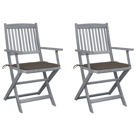 Klappbare Gartenstühle, 2 Stück, Kissen aus massivem Akazienholz von vidaXL, Gartenstühle - Ref: Foro24-3064490, Preis: 131,3...