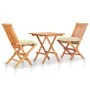 Bistro set 3 pieces solid teak wood and cream white cushions by vidaXL, Garden sets - Ref: Foro24-3063242, Price: 194,77 €, D...