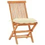 Bistro set 3 pieces solid teak wood and cream white cushions by vidaXL, Garden sets - Ref: Foro24-3063242, Price: 194,77 €, D...