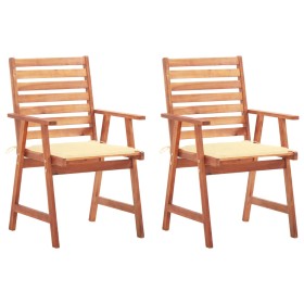 Garden dining chairs and cushions 2 pcs solid acacia wood by vidaXL, Garden chairs - Ref: Foro24-3064322, Price: 162,54 €, Di...