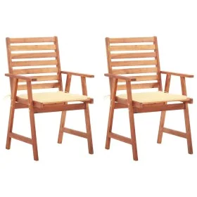 Garden dining chairs and cushions 2 pcs solid acacia wood by vidaXL, Garden chairs - Ref: Foro24-3064322, Price: 158,70 €, Di...