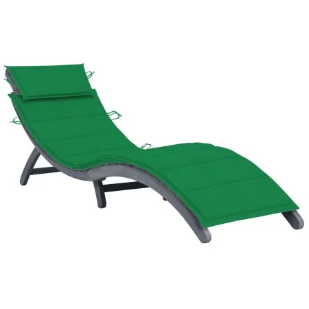 Lounger with solid gray acacia wood cushion by vidaXL, Loungers - Ref: Foro24-3064049, Price: 141,68 €, Discount: %