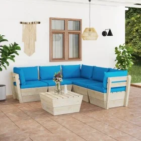 6-piece pallet garden furniture and fir wood cushions by vidaXL, Garden sets - Ref: Foro24-3063532, Price: 525,42 €, Discount: %
