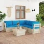 6-teilige Gartenmöbel aus Paletten und Kissen aus Tannenholz von vidaXL, Gartensets - Ref: Foro24-3063532, Preis: 525,42 €, R...