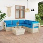 6-teilige Gartenmöbel aus Paletten und Kissen aus Tannenholz von vidaXL, Gartensets - Ref: Foro24-3063532, Preis: 516,08 €, R...