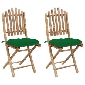 Folding garden chairs with cushions 2 units bamboo by vidaXL, Garden chairs - Ref: Foro24-3064007, Price: 115,18 €, Discount: %