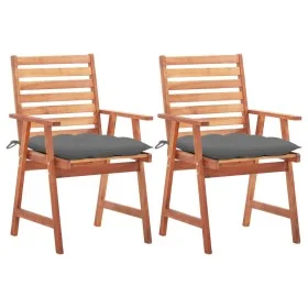 Garden dining chairs 2 pcs solid acacia wood and cushions by vidaXL, Garden chairs - Ref: Foro24-3064336, Price: 159,59 €, Di...