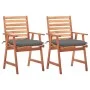 Sillas comedor de jardín 2 uds madera maciza acacia y cojines de vidaXL, Sillas de jardín - Ref: Foro24-3064336, Precio: 162,...