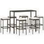 Set de bar para jardín 7 pzas y cojines ratán sintético marrón de vidaXL, Conjuntos de jardín - Ref: Foro24-3064822, Precio: ...